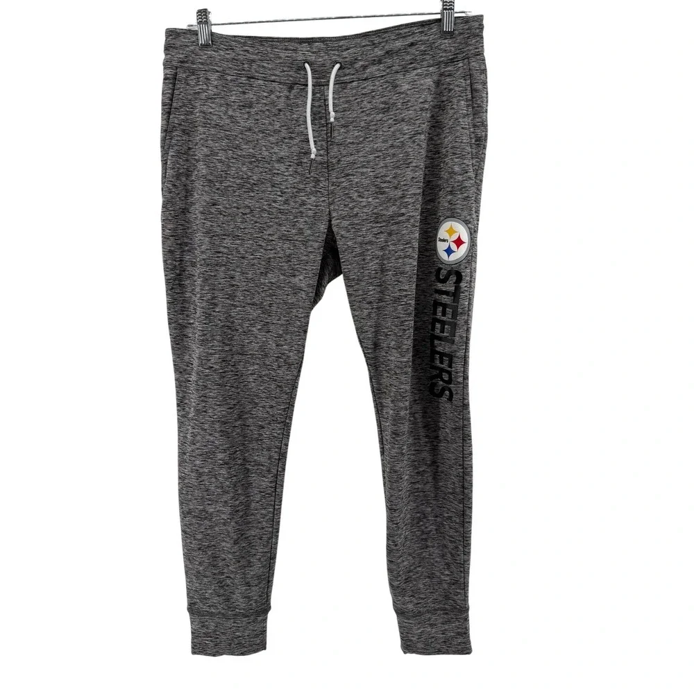NFL Team Apparel Pittsburgh Steelers Gray Space Dye Jogger‎ Sweatpants Womens XL